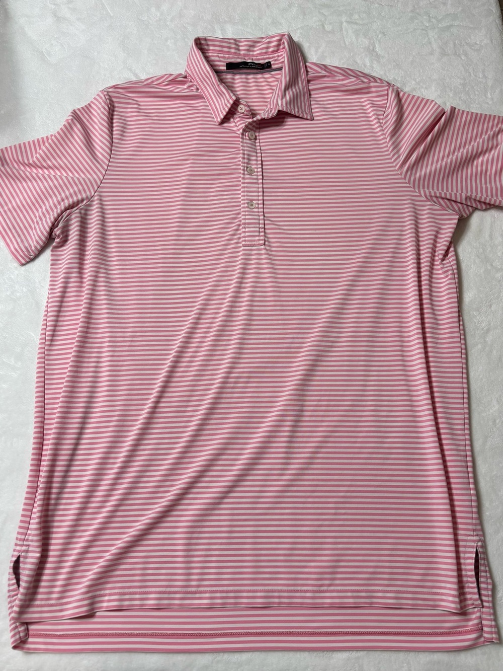 Ralph Lauren Men's Pink and White Striped Polo